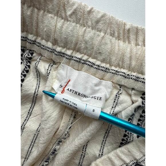 Anthropologie Beach Trousers White Embroidered Striped Pants Size Small - Picture 7 of 8